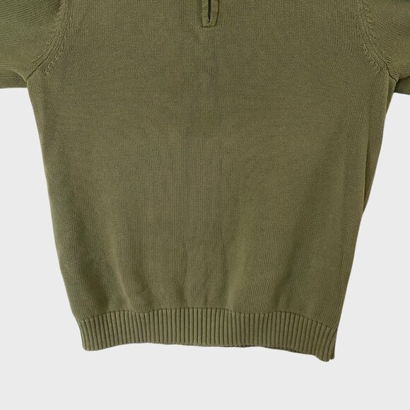L.L. Bean Cotton-Knit Quarter-Zip Sweater Olive Men's XLT Long-Sleeve Pullover - Picture 6 of 10
